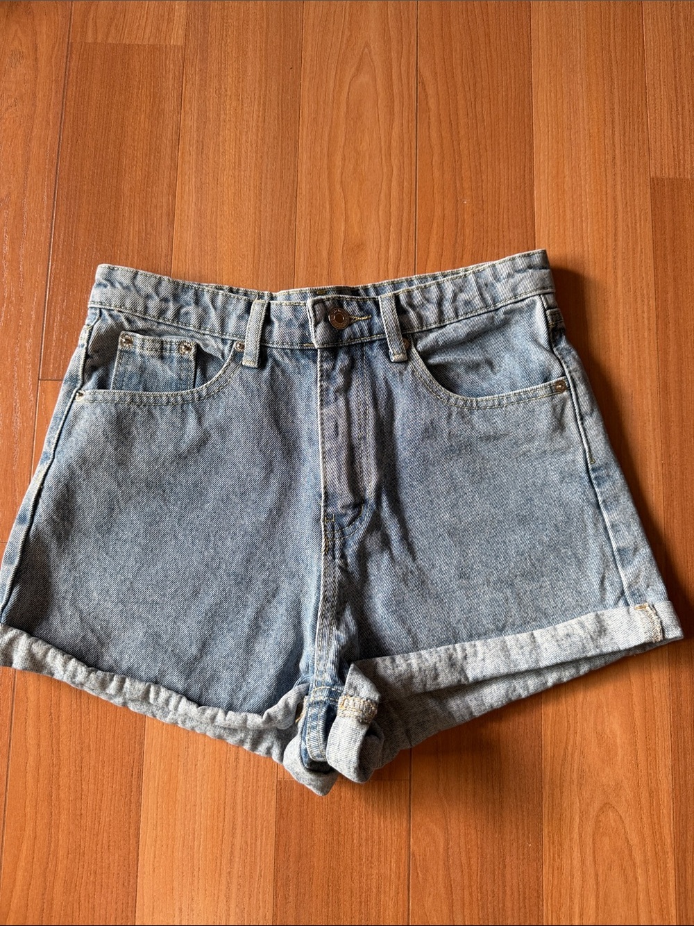 SHEIN Light Wash Denim Shorts Size S Y2K Utility